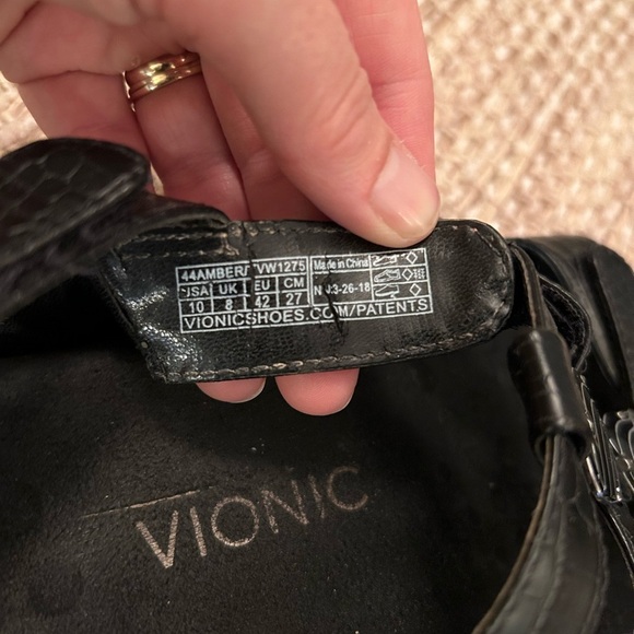 Vionic AMBER Black Strappy Slingback Leather Sandals Size 10 Cushioned Velcro - Picture 5 of 7